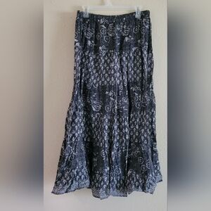 New Direction Sz Large Printed Tiered Maxi Skirt